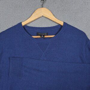 Treasure & Bond Sweater Size XL Blue Estate Crewneck Cable Knit Cotton Cashmere